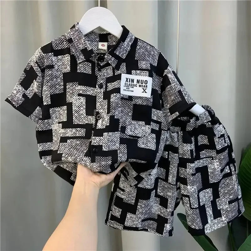 Baby Clohes Children's Set Children's Top and Bottom Clothes Set Two Pieces Summer Outfit for Kids Boys Girls Ice Silk Summer