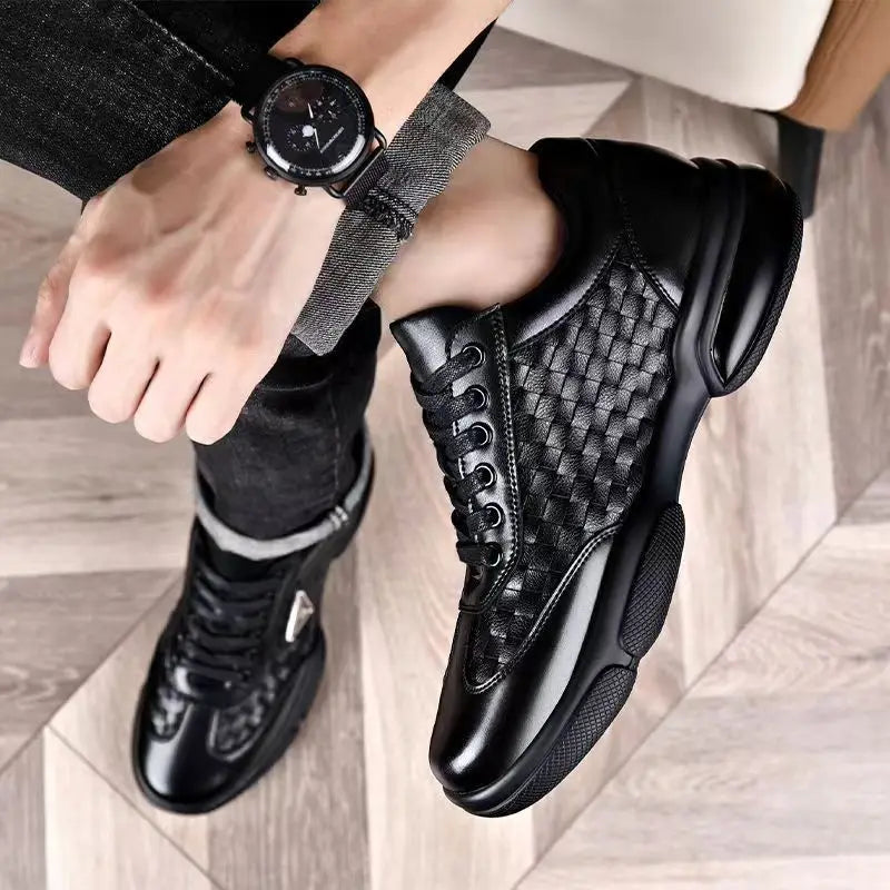 Men's Shoes Original Casual Leather Men Training Wear Resistant Sneakers Outdoor Male Treking Footwear Breathable Lace-up Shoes