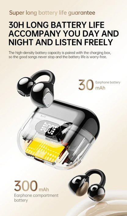 Portable Ear Clip Style Open Ear Earbuds Wireless Bluetooth Stereo Audio Clear HD Calls Touch ControlledHeadphones for Sports