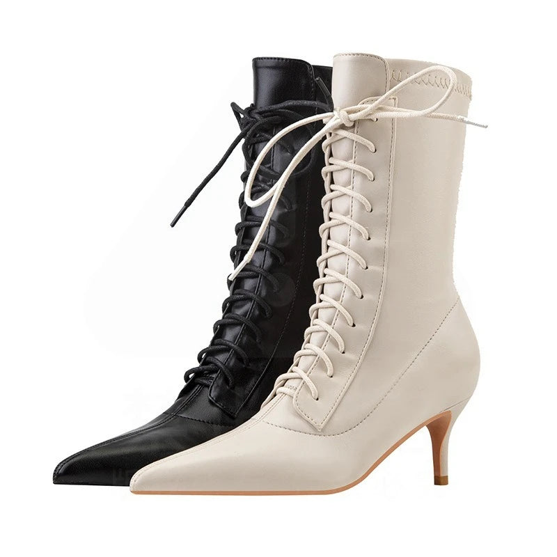 Womens Shoes Exquisite Pointed Tip High Heeled Boots for Woman Sexy Self Cultivation Stretch Boots Designer Shoes Botas Feminina