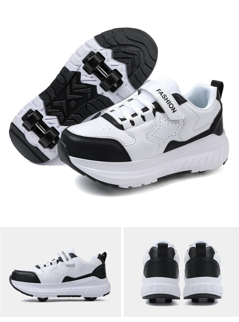 Kids Roller Skate Shoes Fashion Casual Sports Children 4-Wheels Sneakers for Boys and Girls Gift Nice Footwear