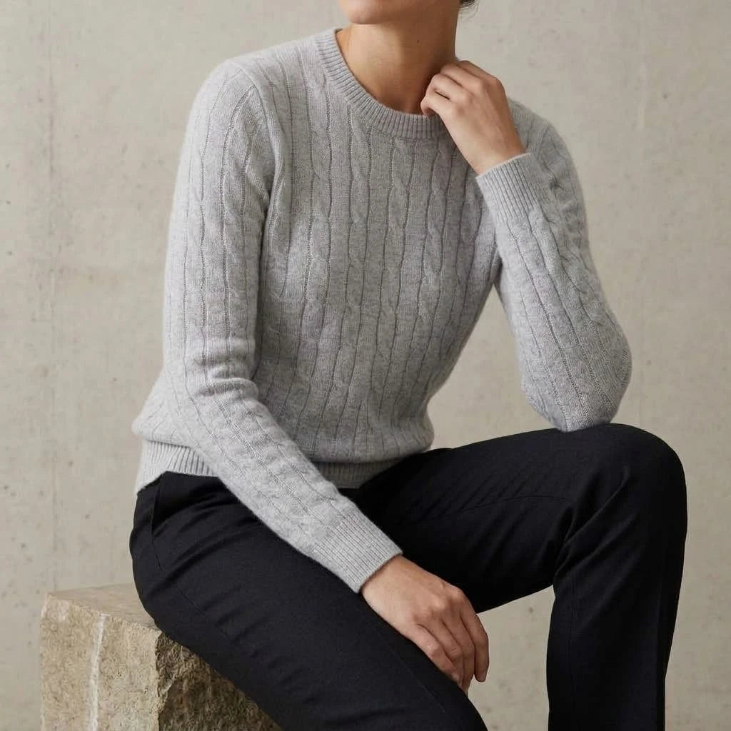 Women Cable Knit Sweater Crewneck Long Sleeve Pullover Autumn Soft Warm Knitted Jumper Fall Winter Casual Office Work Tops Coats