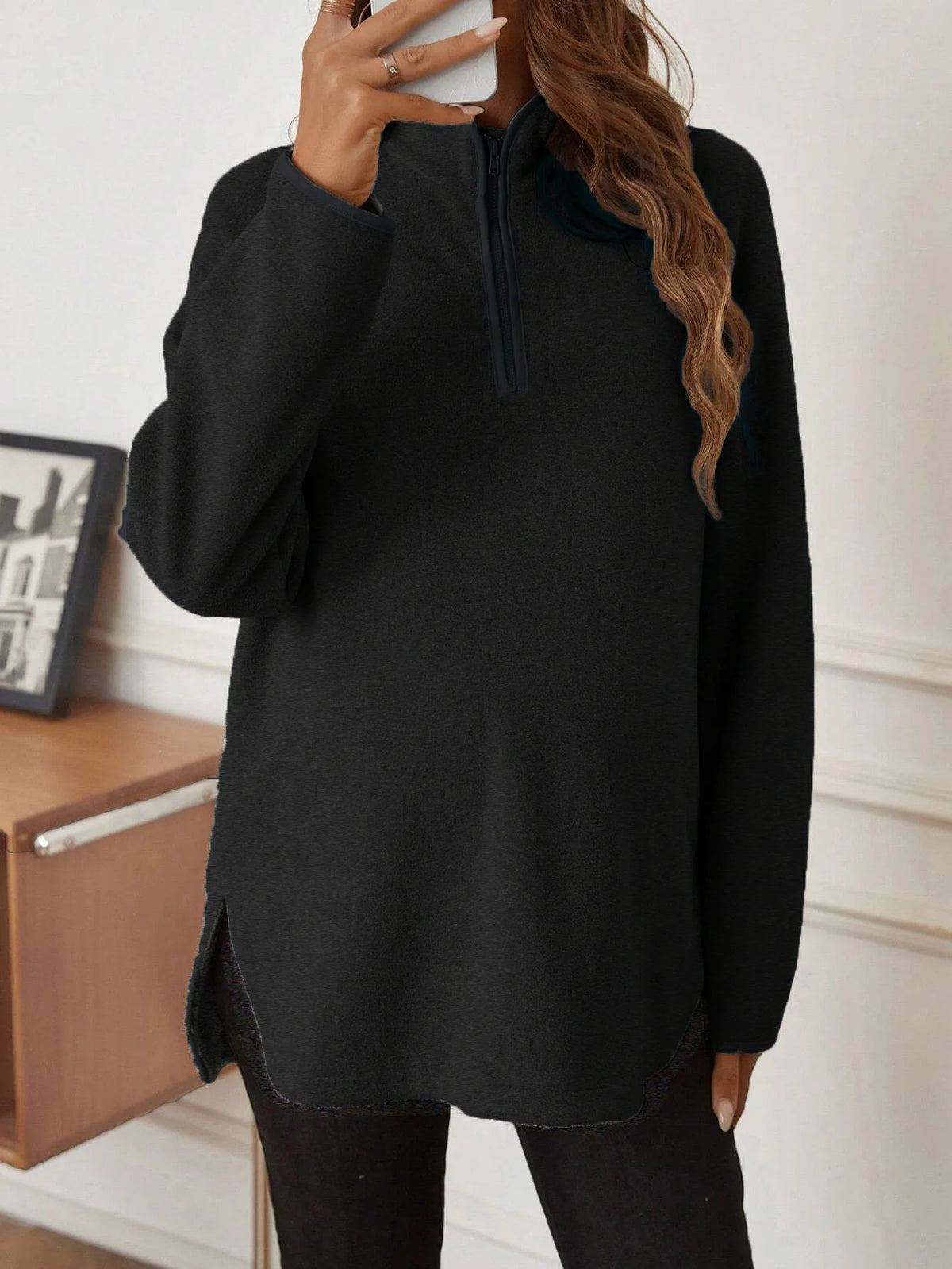 Maternity Clothes for Women Autumn Winter Pregnant Dresses Photoshoot Clothing Fashion Plain Zipper Loose Long-sleeved T-shirt