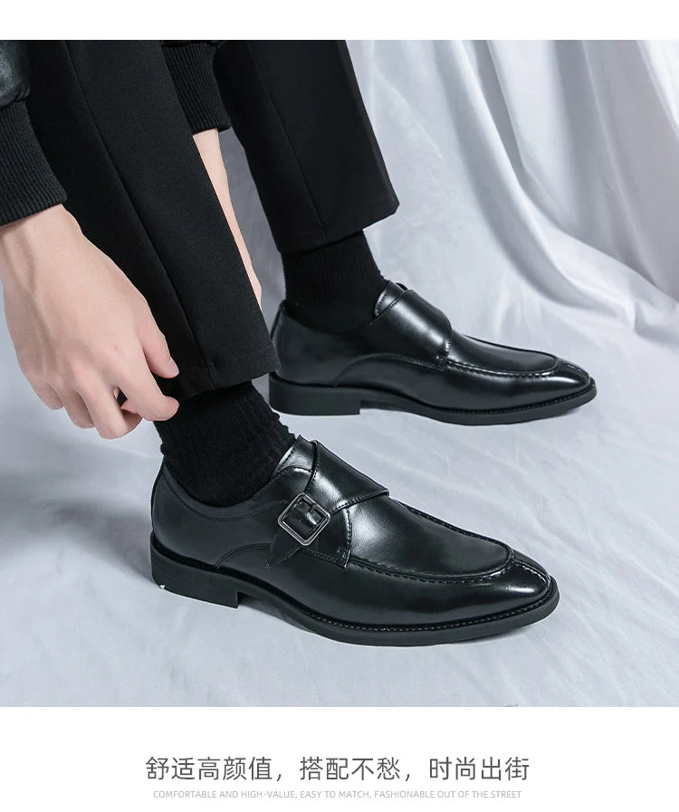 Leather Shoes For Men Fashion Buckle Classic Business Shoes for Male Luxury Brand Antiskid Cozy Men Loafers Design Shoes Men