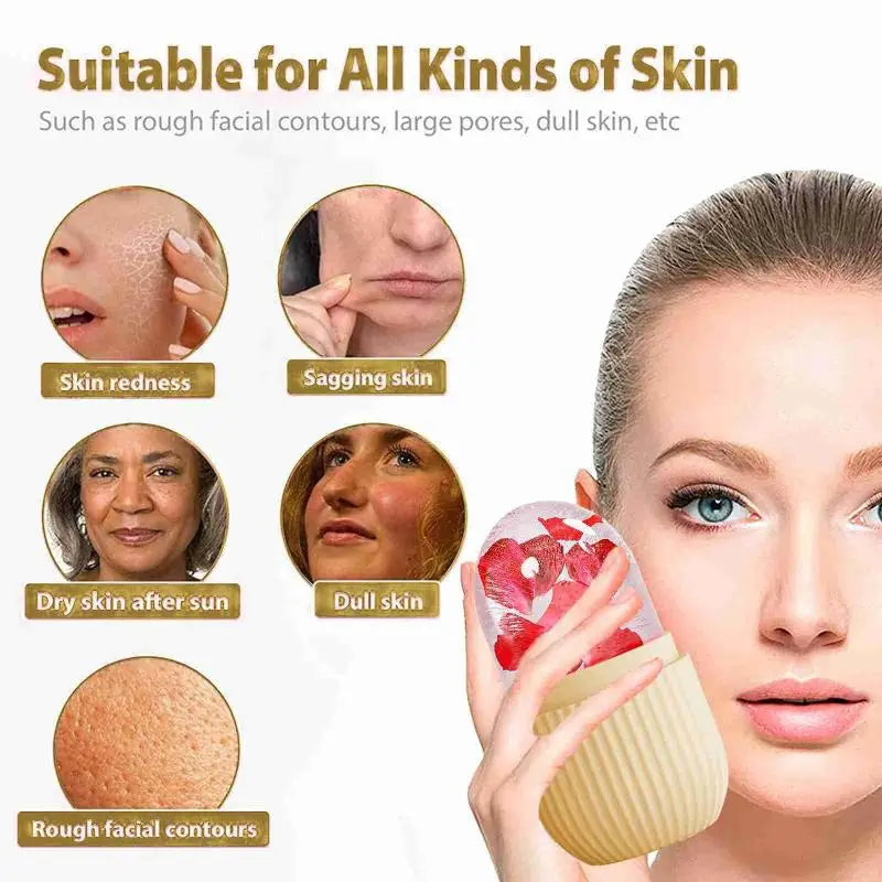 Ice Face Roller  Beauty Massage Silicone Ice Mold For Eye Puffiness Ice Facial Roller Shrink Pores Multifunctional Mold