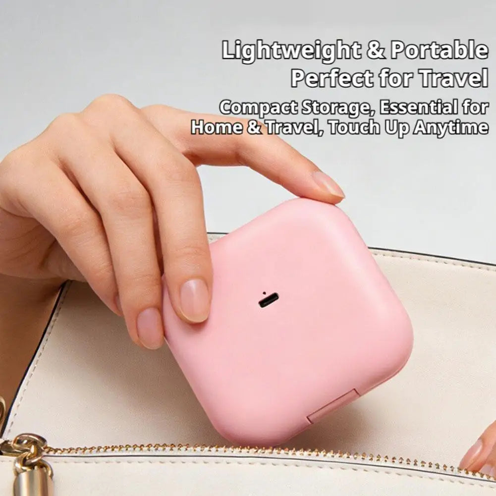 Rechargeable Handheld Mirror With 2X Magnification Portable Folding LED Makeup Mirror Pink Dual-Sided LED Lighted Makeup Mirror