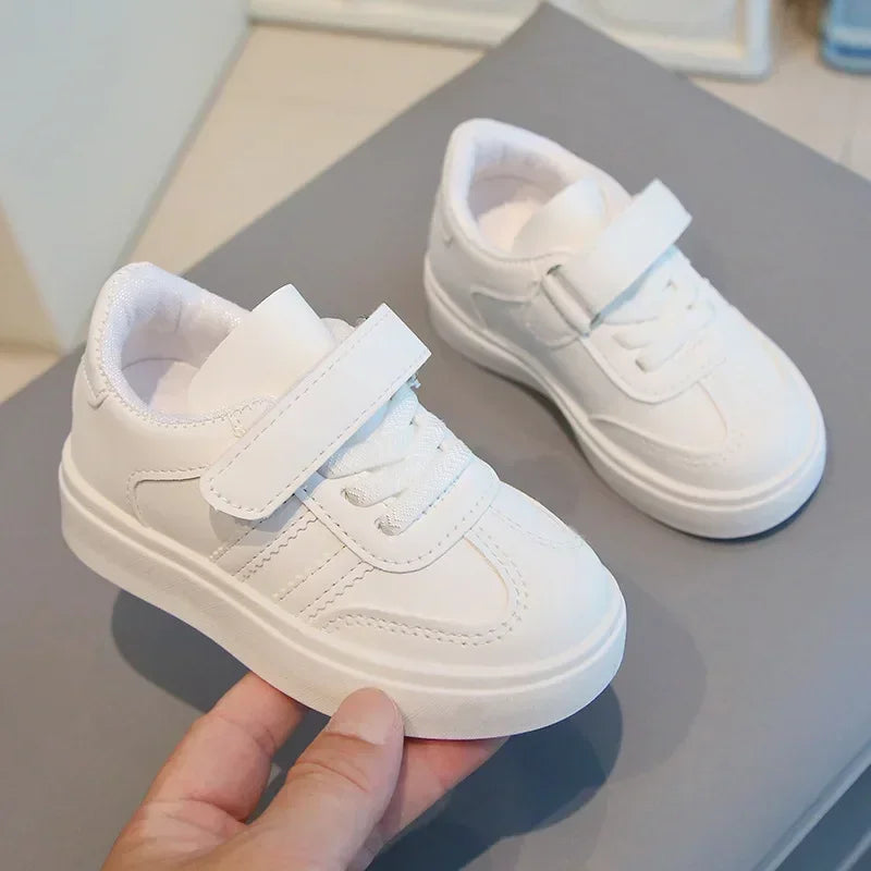 Kids Sports Shoes for School 2025 New Fashion Boys Girls White Shoes Non-slip Soft Sole Children Casual Shoes Hook&amp;loop Trendy