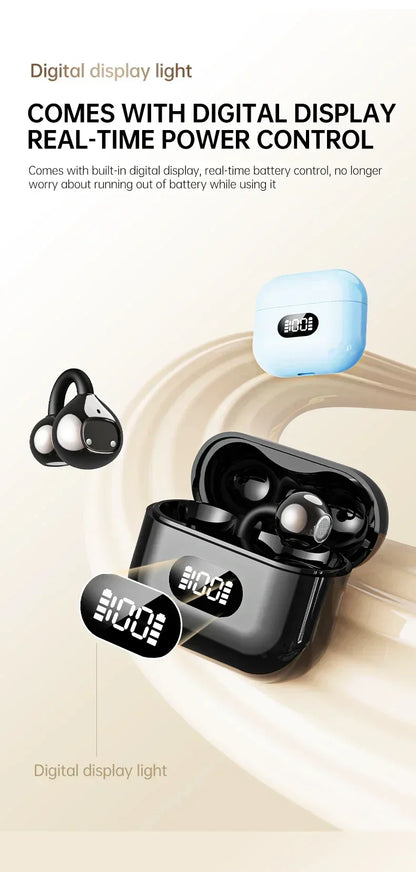 Portable Ear Clip Style Open Ear Earbuds Wireless Bluetooth Stereo Audio Clear HD Calls Touch ControlledHeadphones for Sports