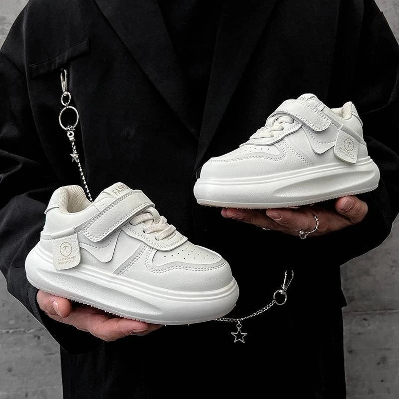 Kids Sports Shoes Spring Autumn Simple Black White Boys Girls Casual Sneakers Thick Sole School Causal Children Basketball Shoes