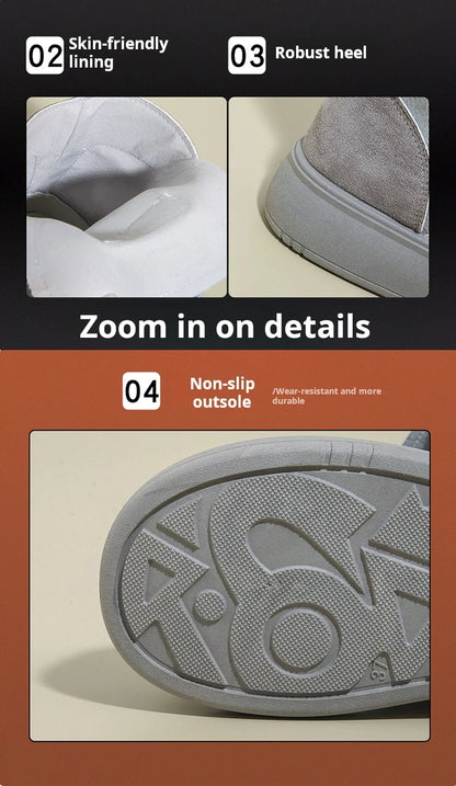 Sports and Leisure Shoes for Women 2025 New Fashionable High Top Shoes Flat Bottomed Lightweight and Comfortable Work Boots