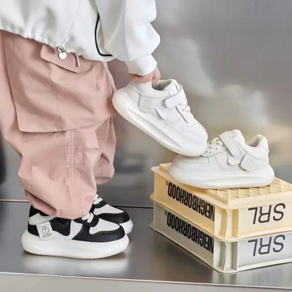 Kids Sports Shoes Spring Autumn Simple Black White Boys Girls Casual Sneakers Thick Sole School Causal Children Basketball Shoes