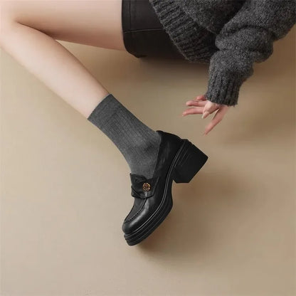 Women High Heel Shoes 2025 Retro Spring Autumn Performance Causal Women&