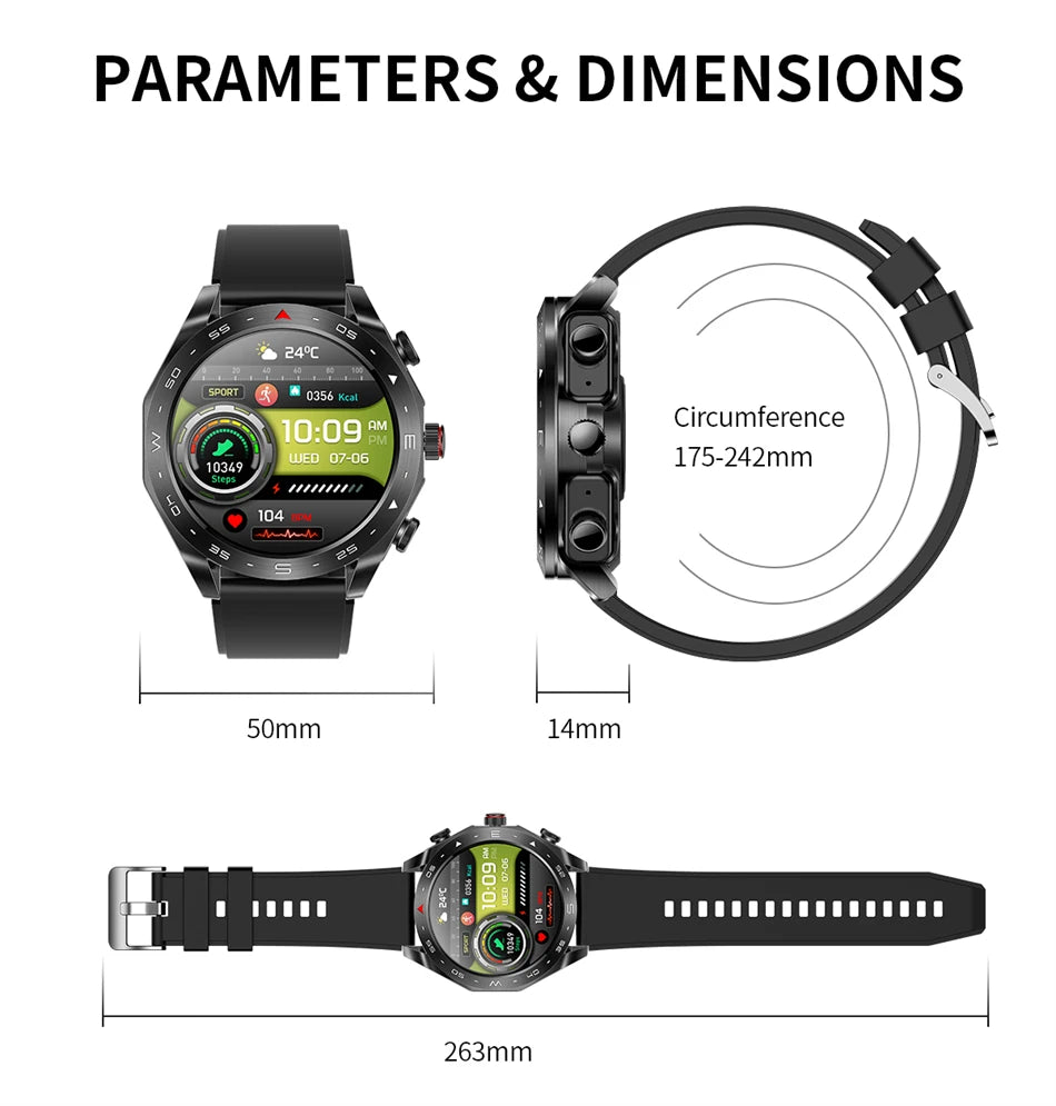 New T95 Smart Watch TWS 2-in-1 Bluetooth Headset Earphones with Built-in Speaker HIFI 9D Sound Quality Health Sports Monitoring