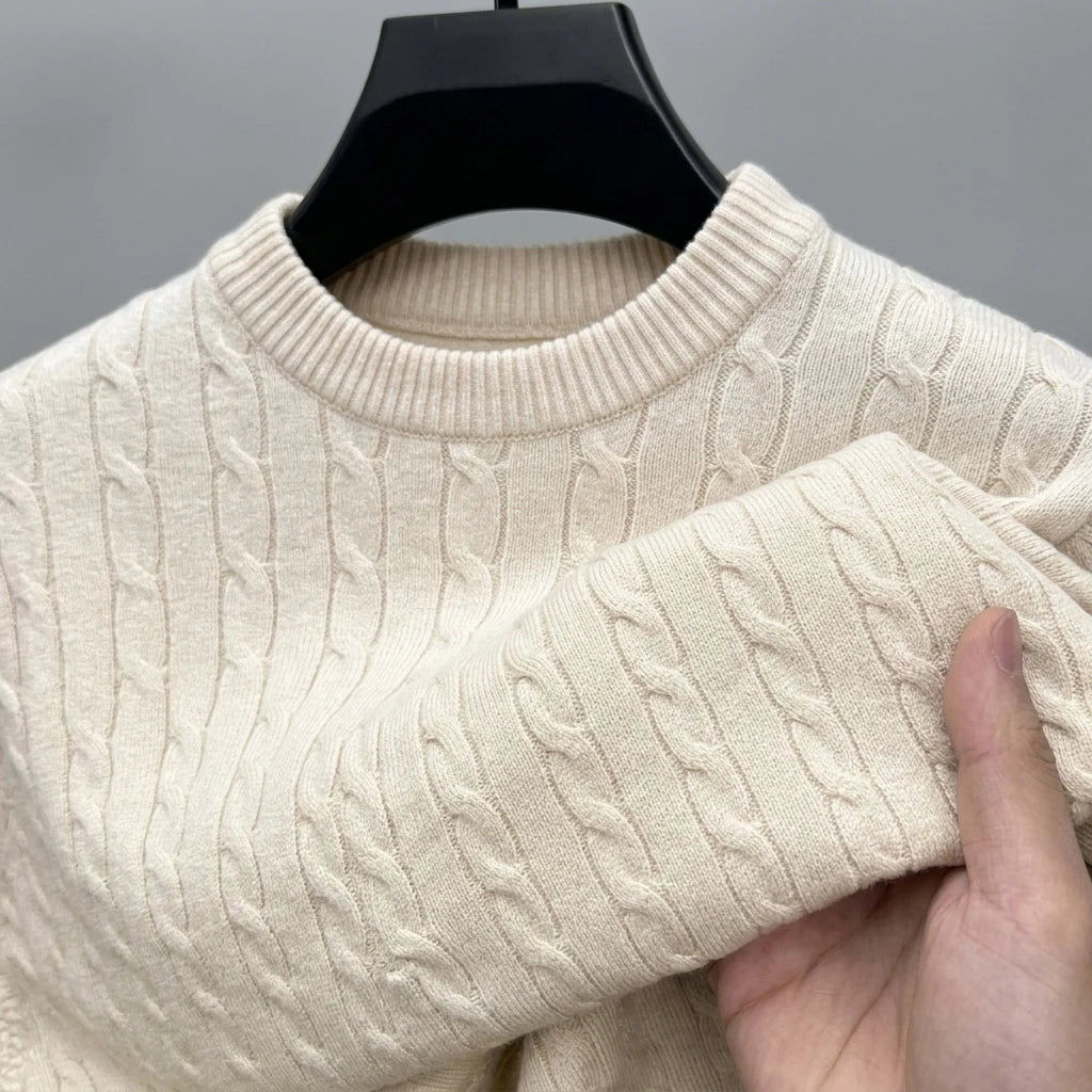 Men's Long Sleeve Cable Knit Sweater Crewneck Pullover Casual Warm Autumn Sweatshirts Knitwear Jumpers Tshirt for Men Streetwear