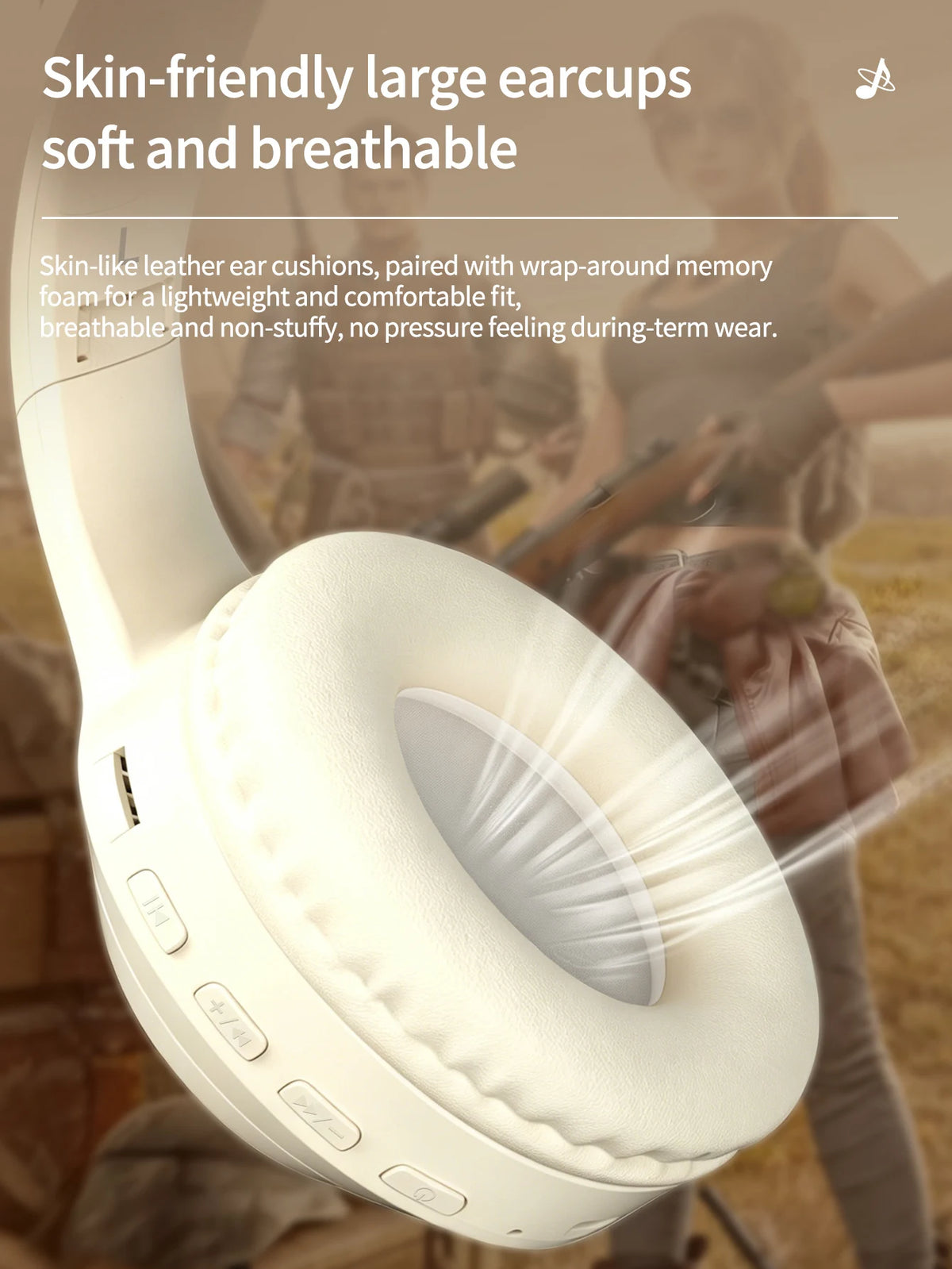 Bluetooth Over-Ear Wireless Headphones,Low Latency,Lightweight,Long Playtime Battery,Soft Memory Foam Earpads for Game &amp; Daily A