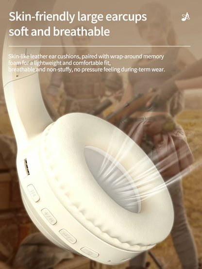 Bluetooth Over-Ear Wireless Headphones,Low Latency,Lightweight,Long Playtime Battery,Soft Memory Foam Earpads for Game &amp; Daily A