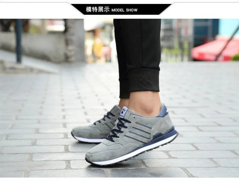 Sneakers for Men High Quality Suede Casual Shoes Luxury Tenis Shoes for Men Lace-up Flats Sport Running Shoes Кроссовки Мужские