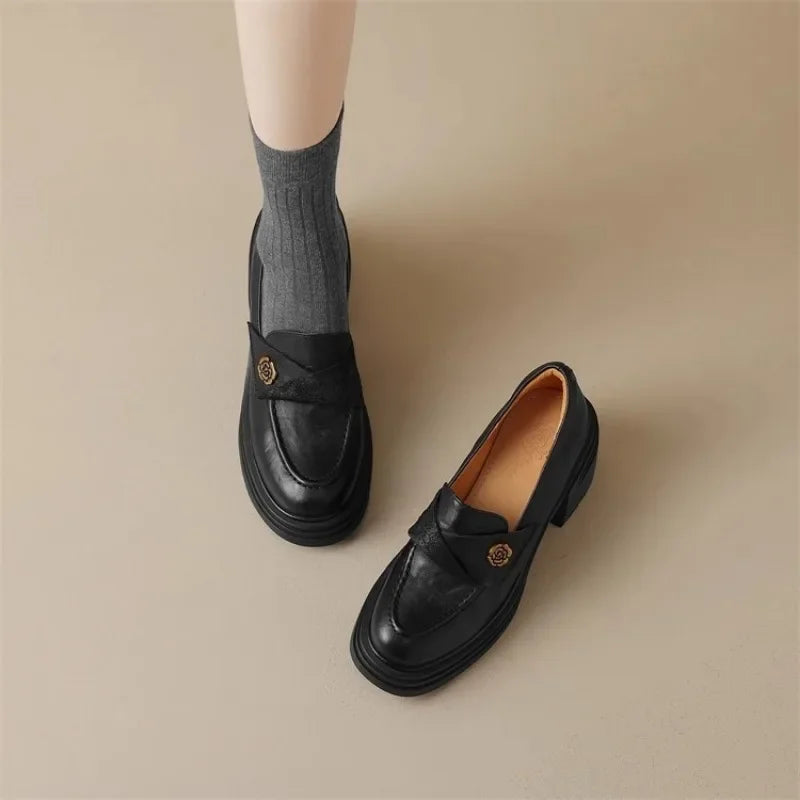 Women High Heel Shoes 2025 Retro Spring Autumn Performance Causal Women&
