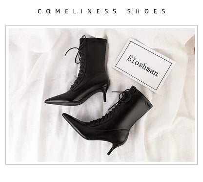 Womens Shoes Exquisite Pointed Tip High Heeled Boots for Woman Sexy Self Cultivation Stretch Boots Designer Shoes Botas Feminina