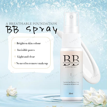 BB Whitening Spray, Skin Brightening Moisturizing BB Cream for Women, Face Foundation Nourishing Skin Care Beauty Cosmetics
