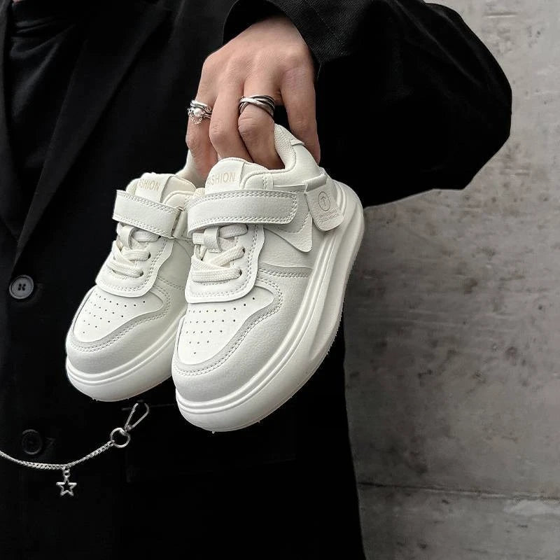 Kids Sports Shoes Spring Autumn Simple Black White Boys Girls Casual Sneakers Thick Sole School Causal Children Basketball Shoes