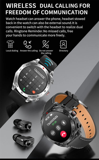 New T95 Smart Watch TWS 2-in-1 Bluetooth Headset Earphones with Built-in Speaker HIFI 9D Sound Quality Health Sports Monitoring