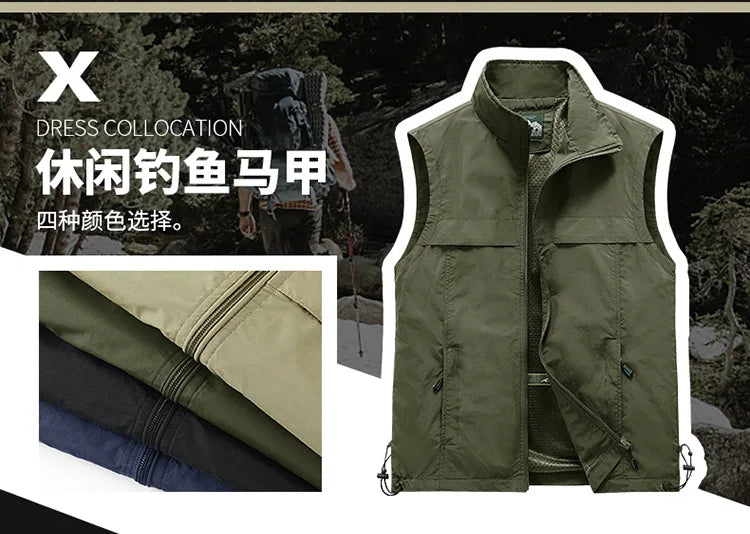 New 2026 Men's Lightweight Outdoor Vest Work Hiking Fishing Photo Travel Vest Men Running Sports Sleeveless Coats Mesh Waistcoat