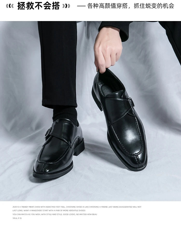 Leather Shoes For Men Fashion Buckle Classic Business Shoes for Male Luxury Brand Antiskid Cozy Men Loafers Design Shoes Men