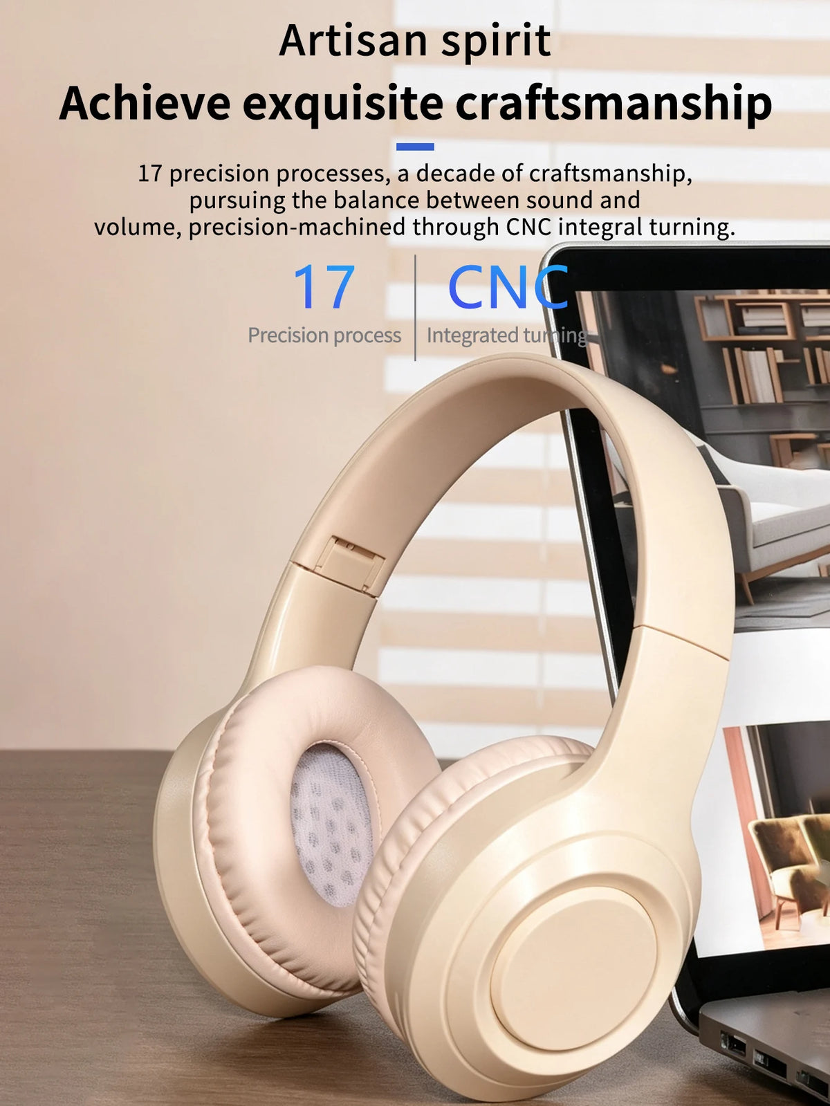 Wireless Over-Ear Bluetooth Headphones, Long-Lasting Battery Life, Foldable Design for Easy Storage, Low Latency for Gaming