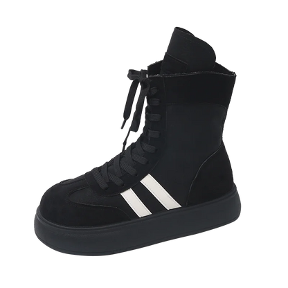 Sports and Leisure Shoes for Women 2025 New Fashionable High Top Shoes Flat Bottomed Lightweight and Comfortable Work Boots