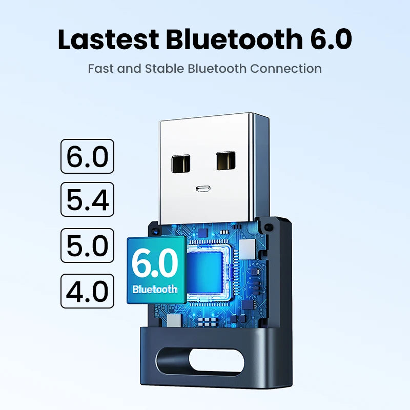 USB Bluetooth Adapter, Bluetooth 6.0 Dongle for PC Windows 11/10/8.1, Receiver &amp; Transmitter for Keyboard/Mouse
