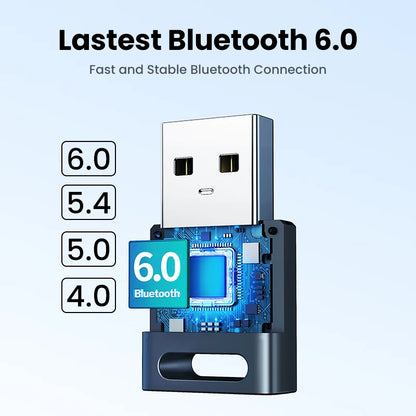 USB Bluetooth Adapter, Bluetooth 6.0 Dongle for PC Windows 11/10/8.1, Receiver &amp; Transmitter for Keyboard/Mouse
