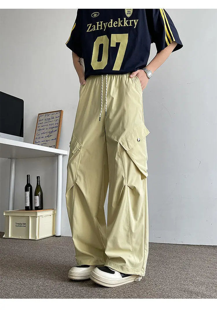 2026 Trendy Retro Wide-Leg Cargo Pants for Men- High Waist Utility Streetwear, Comfortable &amp; Stylish Casual Fashion Pants M-8XL