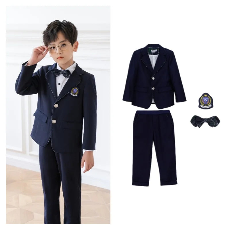 Toddler Student Clothes Sets Kids British Class Outfits Girls Jacket Plaid Skirt Suits Children Formal Dress Boys School Uniform