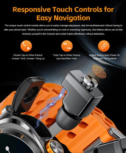 2026 New Watch Earphones 2-in-1 Smart Watch Health Monitoring Bluetooth Call 100+Sports Mode Outdoor Smart Watch Men and Women