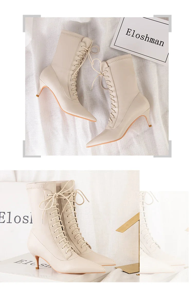Womens Shoes Exquisite Pointed Tip High Heeled Boots for Woman Sexy Self Cultivation Stretch Boots Designer Shoes Botas Feminina