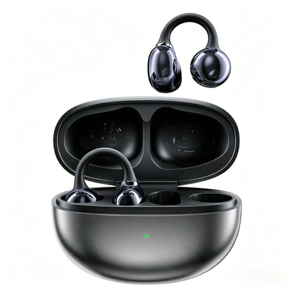 Bluetooth 5.3 Open Air Conduction Clip On Ear Headphones, True Wireless, Lightweight All Day Wear Sports Earphones, Pure Sound