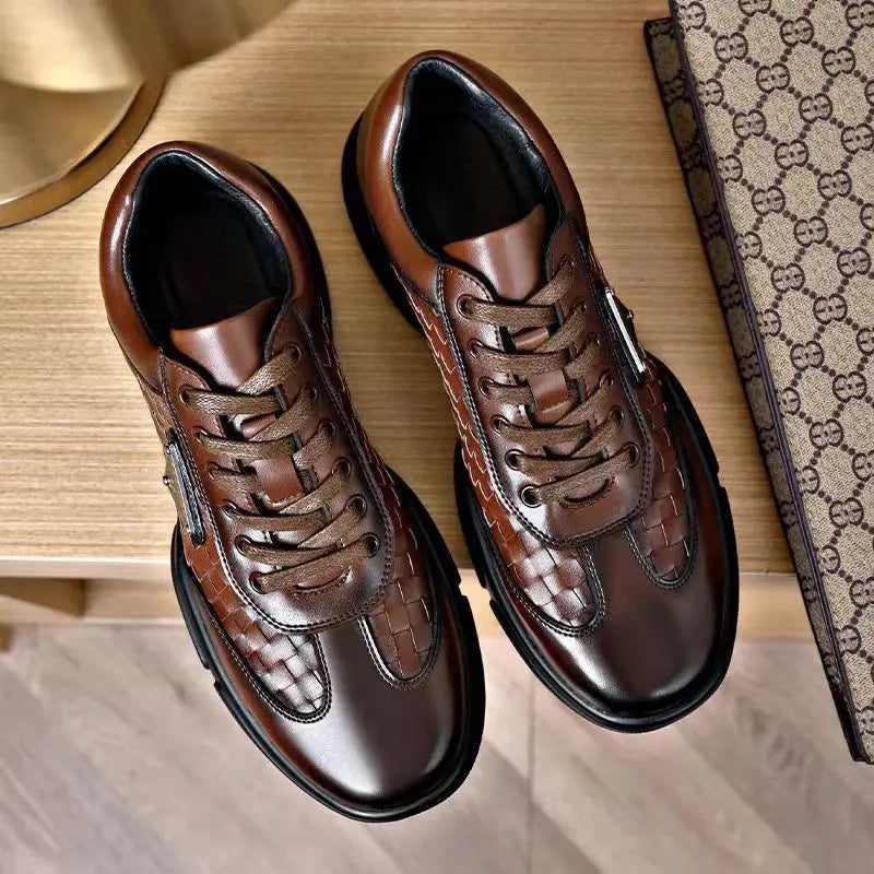 Men's Shoes Original Casual Leather Men Training Wear Resistant Sneakers Outdoor Male Treking Footwear Breathable Lace-up Shoes