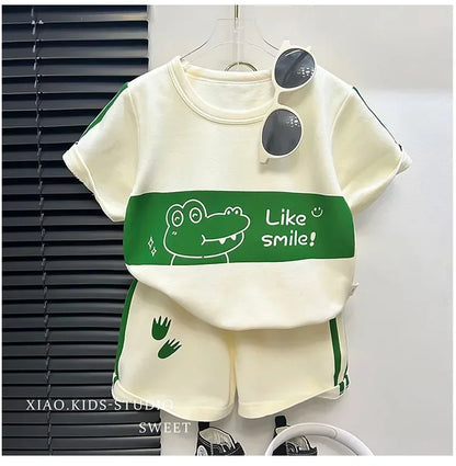 Kids Clothes Cotton Set Short Sleeve Suit Baby Girls Boys Set Summer Tops +short Children&