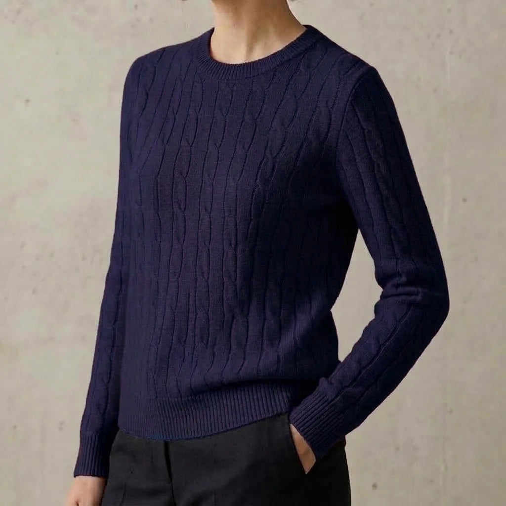 Women Cable Knit Sweater Crewneck Long Sleeve Pullover Autumn Soft Warm Knitted Jumper Fall Winter Casual Office Work Tops Coats