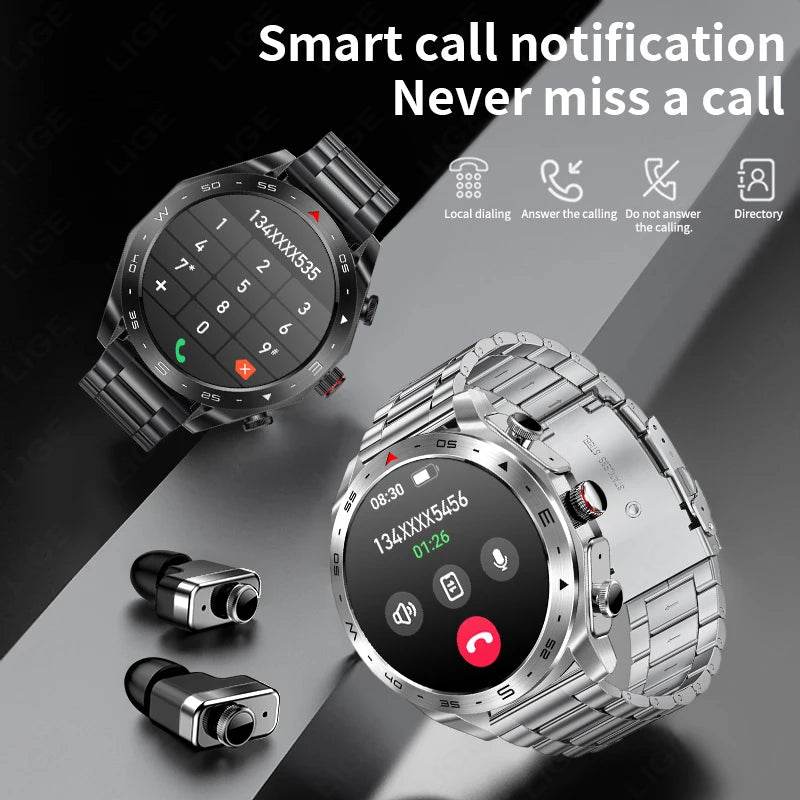 New T95 Smart Watch TWS 2-in-1 Bluetooth Headset Earphones with Built-in Speaker HIFI 9D Sound Quality Health Sports Monitoring
