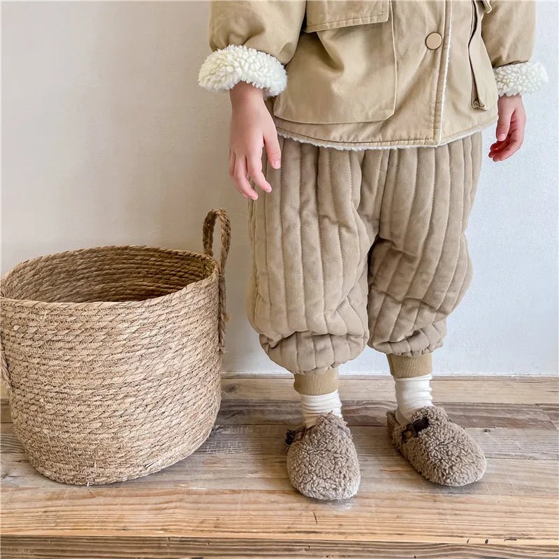 Children's Clothing From 2 To 7 Years Winter Kids Warm Cotton-Padded Trousers Baby Girls Thick Pants Toddler Boys Wear Clothes