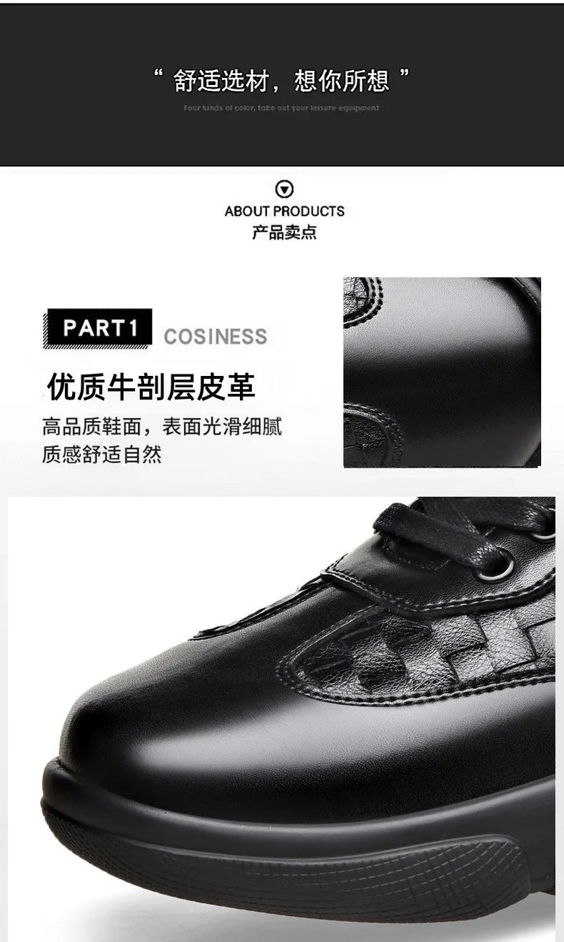 Men's Shoes Original Casual Leather Men Training Wear Resistant Sneakers Outdoor Male Treking Footwear Breathable Lace-up Shoes