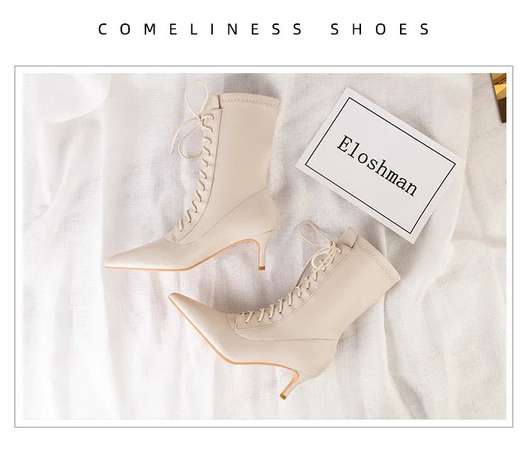 Womens Shoes Exquisite Pointed Tip High Heeled Boots for Woman Sexy Self Cultivation Stretch Boots Designer Shoes Botas Feminina