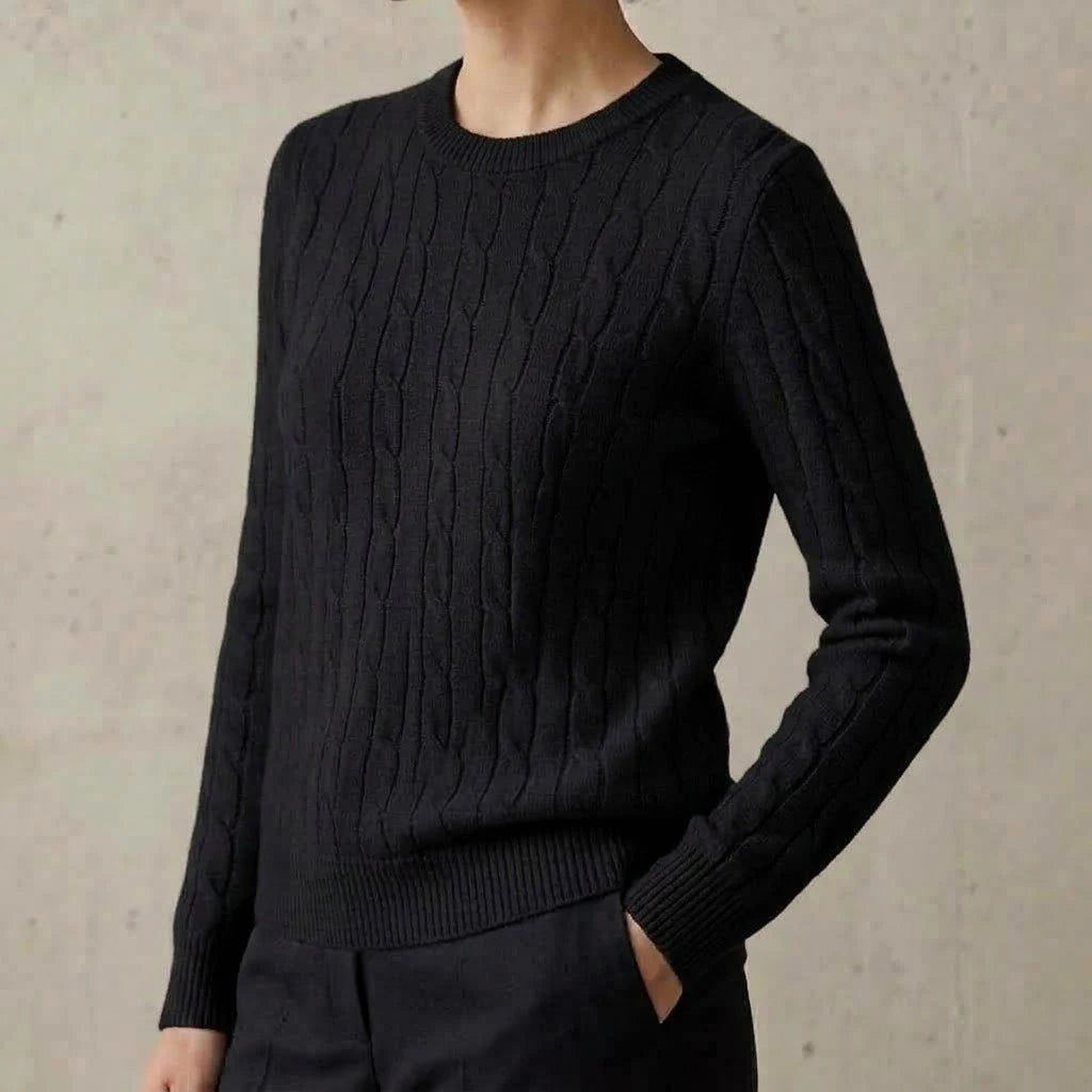 Women Cable Knit Sweater Crewneck Long Sleeve Pullover Autumn Soft Warm Knitted Jumper Fall Winter Casual Office Work Tops Coats