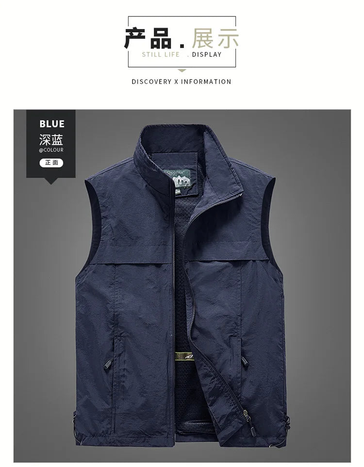New 2026 Men's Lightweight Outdoor Vest Work Hiking Fishing Photo Travel Vest Men Running Sports Sleeveless Coats Mesh Waistcoat