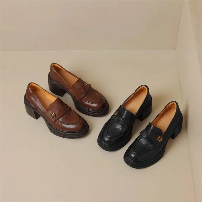 Women High Heel Shoes 2025 Retro Spring Autumn Performance Causal Women&
