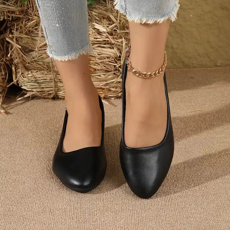 2025 New Women's Flats, Soft Sole Slip-On Pointed Toe Low Heel Work Shoes, Classic Comfortable Pumps for Office Commuting