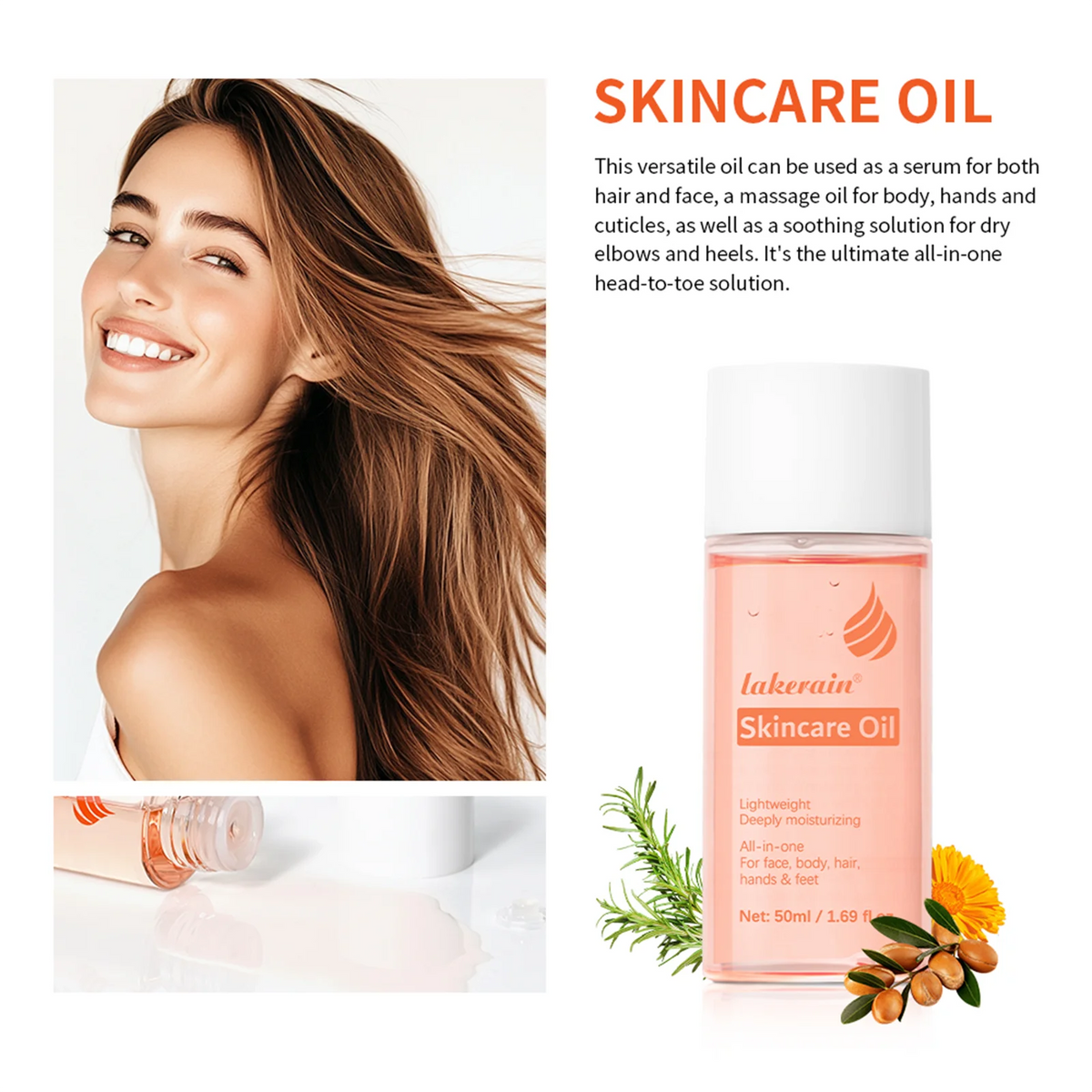 Bio Skincare Body Oil Face Body Moisturizer Vitamin A Vitamin E Exfoliate skin Improve Hair Health Fade Scars Exfoliate skin car