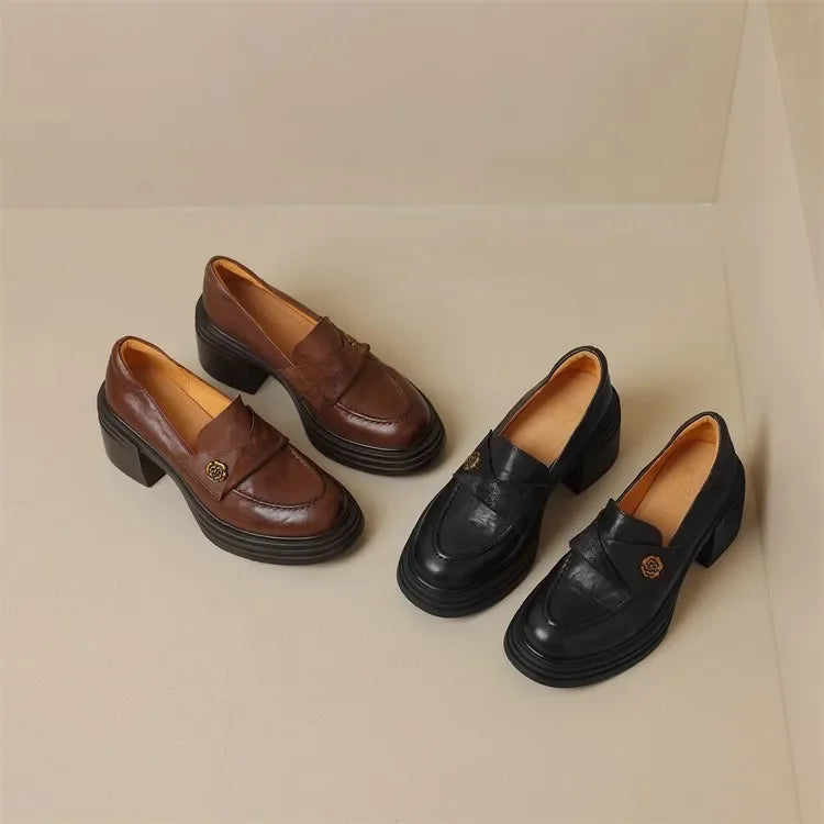 Women High Heel Shoes 2025 Retro Spring Autumn Performance Causal Women&